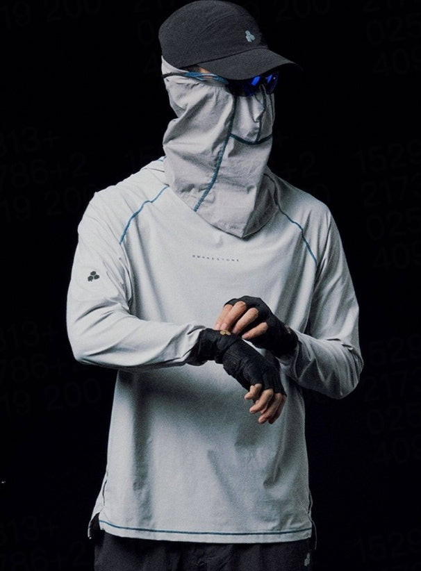 Awakestone Long Sleeve Contrast Stitch Hooded Sun Shirt