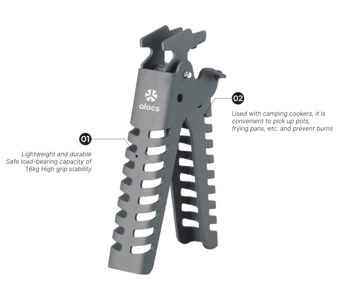 Alocs CW-G03S anti-scratch aluminum pot gripper clamp for camping cookware