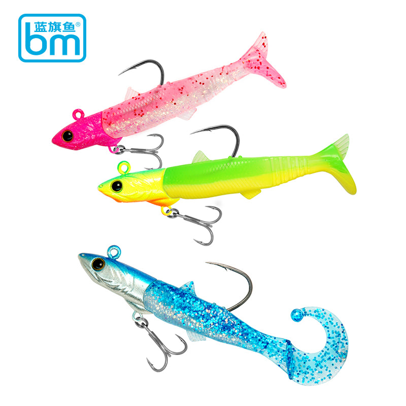 Blue Marlin Soft Plastic Pre-Rigged Lure V08 - 53g (3 Pack)