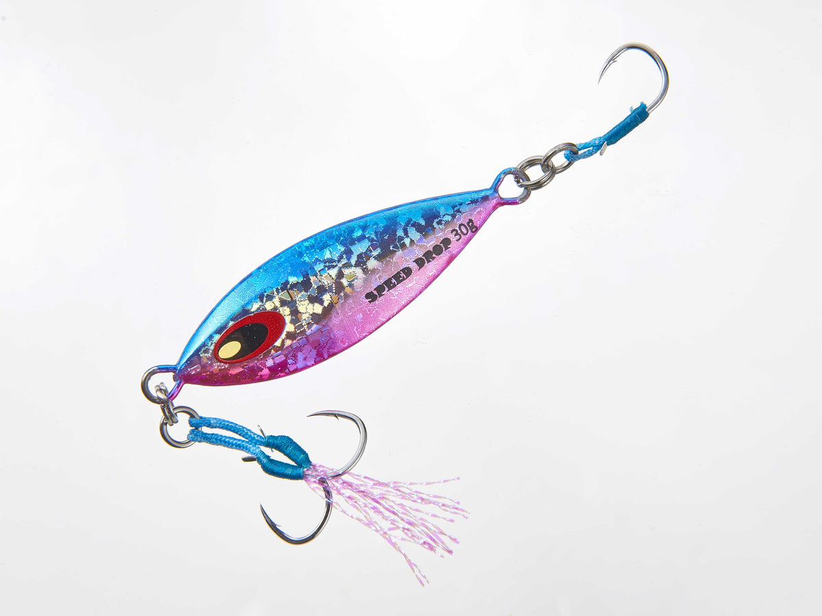 MIZUCHI Speed Drop metal jig, 30g 001 Starlight Blue, with assist hooks