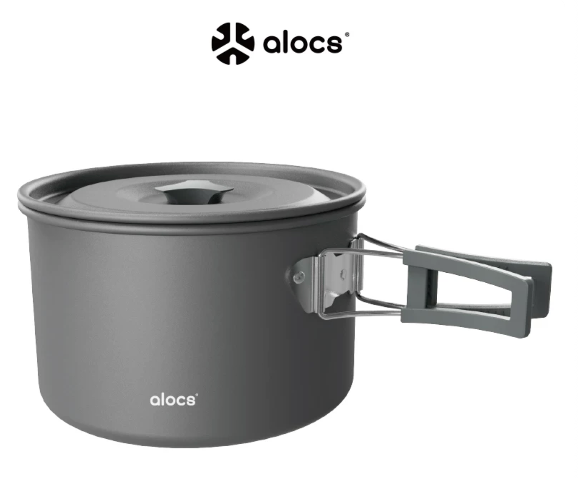 Alocs CW-C71 3L single hard-anodized aluminum camping pot with folding handle