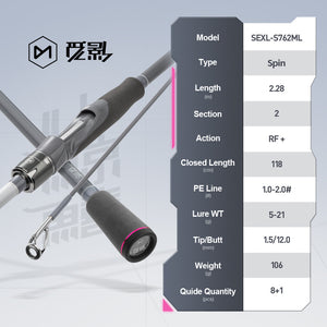 Ecooda SEXL-S762ML 7'6" spinning rod, FUJI guides and EVA grip, available at Wild Current Sydney