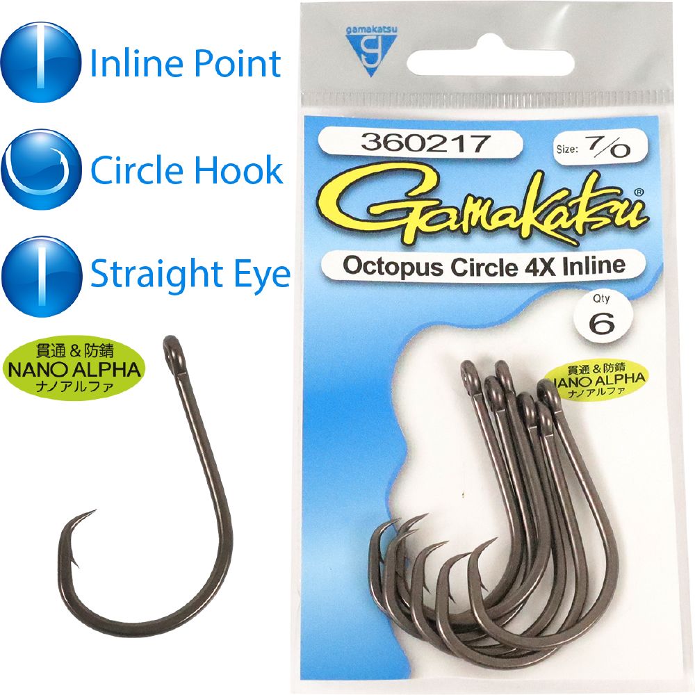 Gamakatsu Octopus Nano Alpha circle hooks, sold at Wild Current Sydney