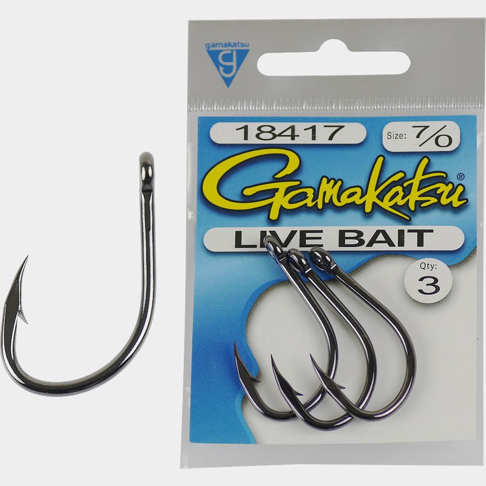 Gamakatsu Live Bait hooks black finish, sold at Wild Current Sydney