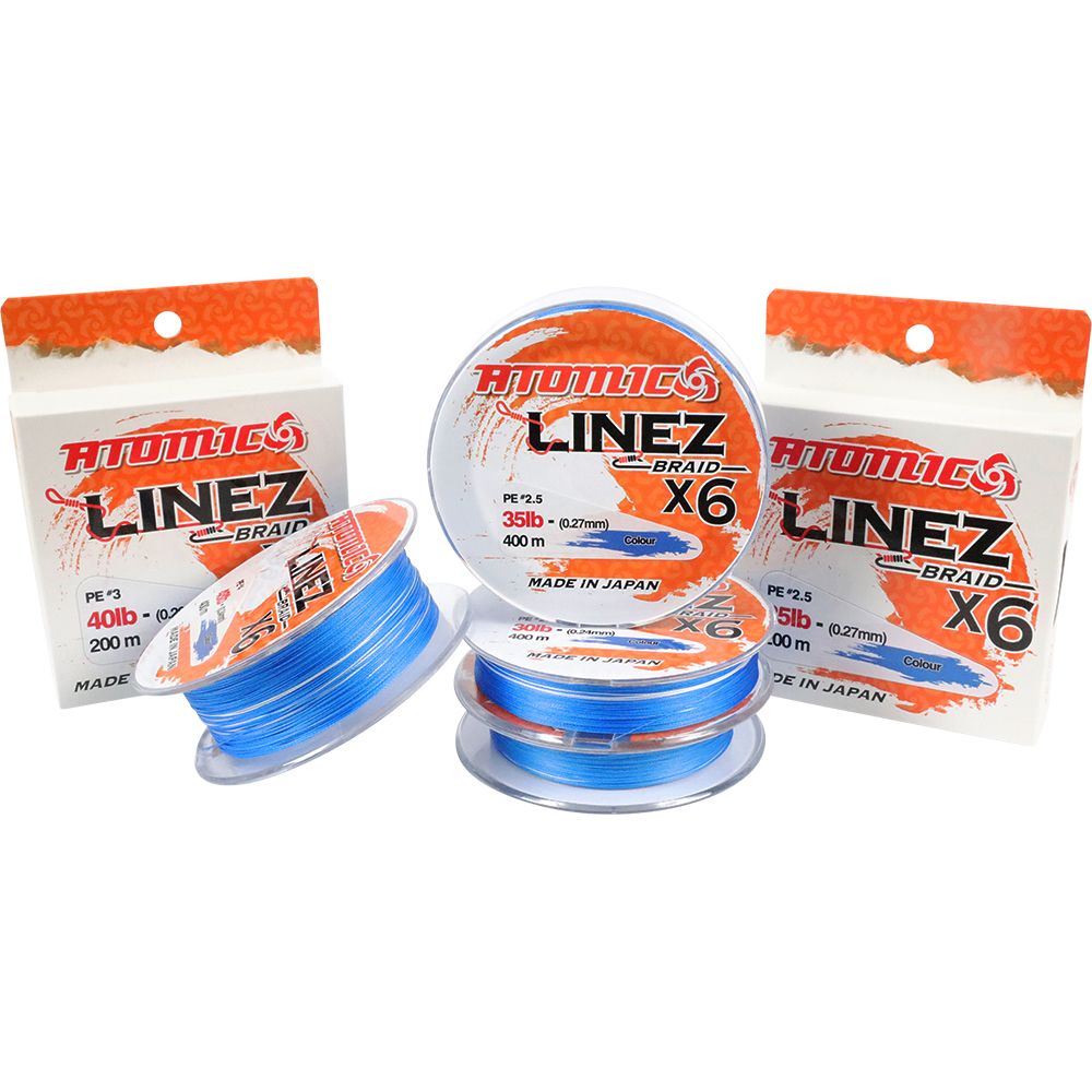 Atomic Linez Braid 6X Blue 200m spool, sold at Wild Current Sydney