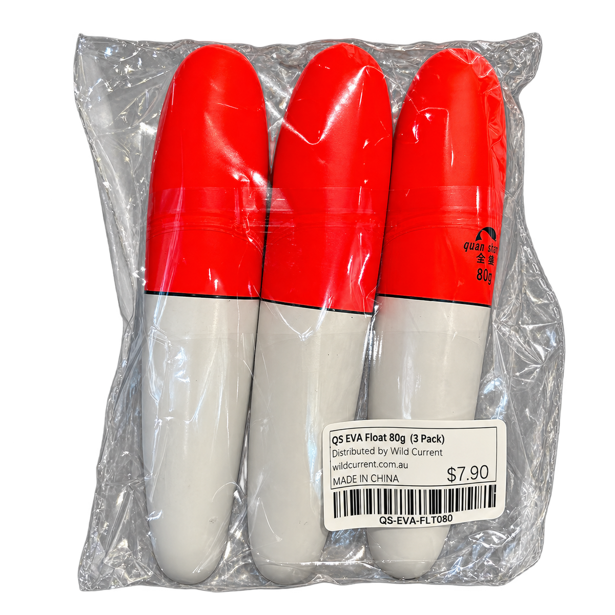 QS EVA 80g red and white floats, pack of three