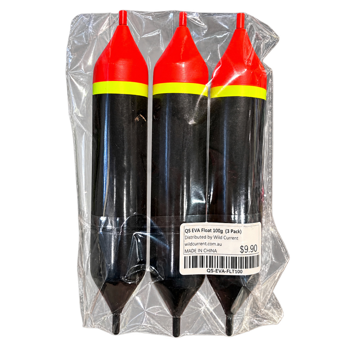 QS EVA 100g tapered red and black floats, pack of three
