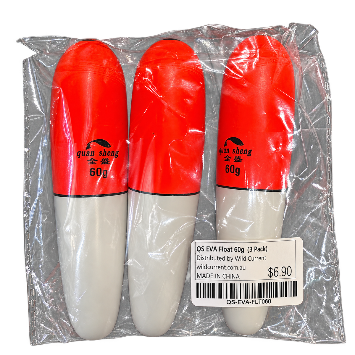 QS EVA 60g red and white floats, pack of three