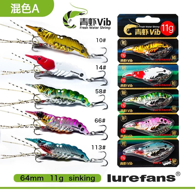 Lurefans Green Shrimp metal VIB fishing presentation