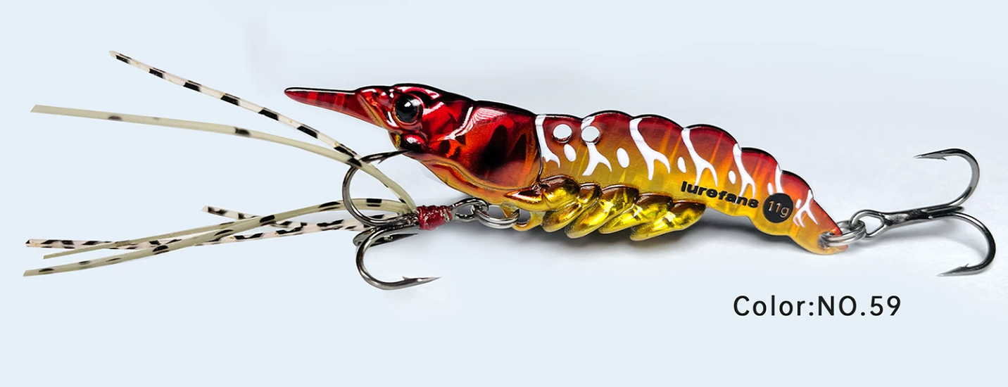 Lurefans Green Shrimp metal lure profile