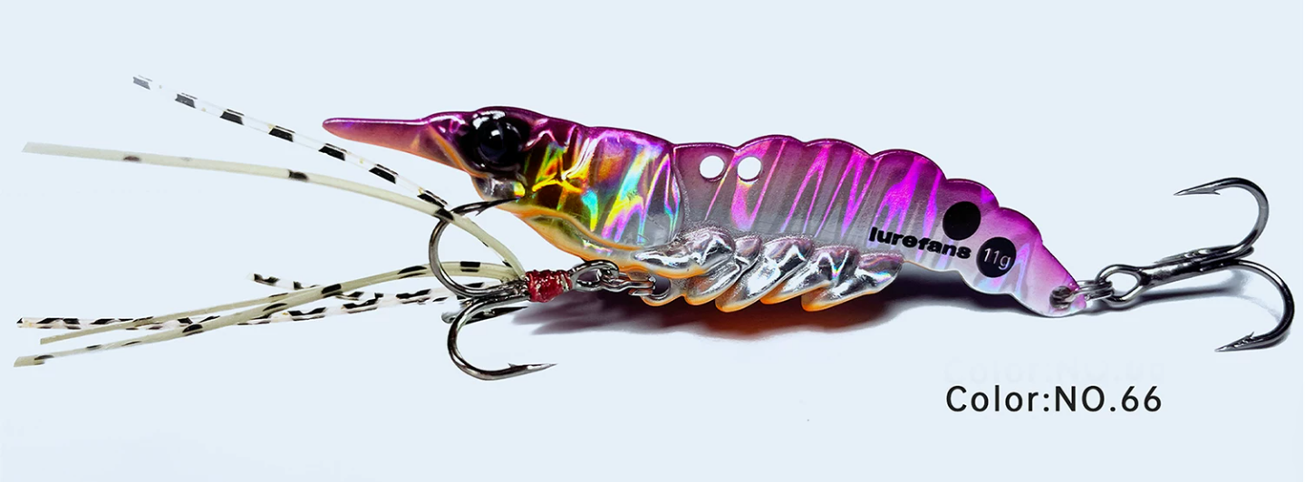 Lurefans Green Shrimp VIB hook and skirt detail