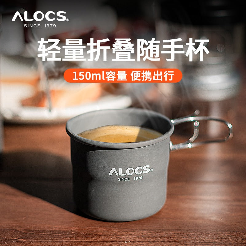 Alocs TW-402 CalmSip 150ml camping cup with folding wire handle