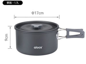 Alocs Xiangye 1.7L hard-anodised camping pot with lid and folding handle