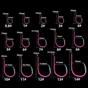 Harimitsu Ringed Eye Chinu Hook size chart from 0.8 to 14