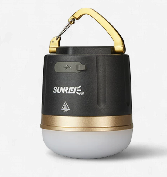 Sunrei CC6 camping light with power bank in gold