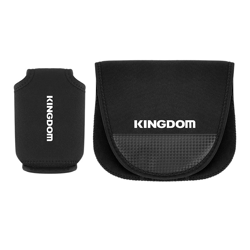 Lure Kingdom black baitcasting reel cover and spinning reel pouch