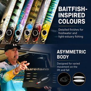 Lurefans Lamdou baitfish-inspired colours and asymmetric body
