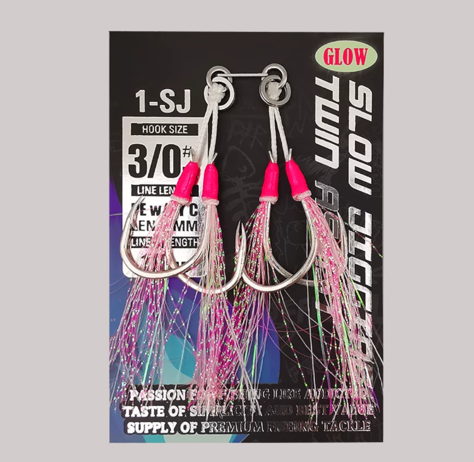Lureholic Slow Jigging Twin Assist Hook 3/0 pink variant