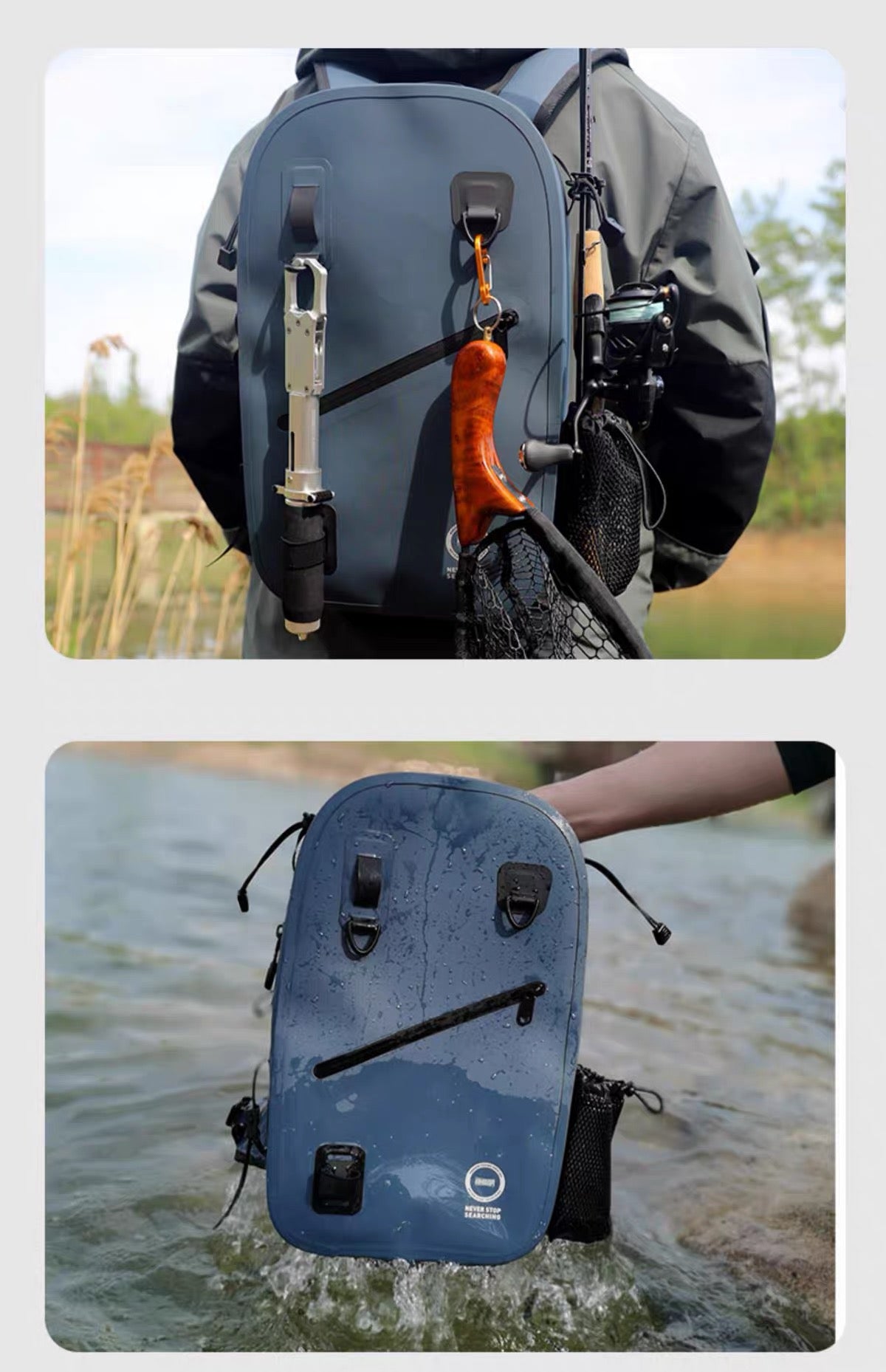 Lure Kingdom LYB-25 water resistant tackle backpack detail