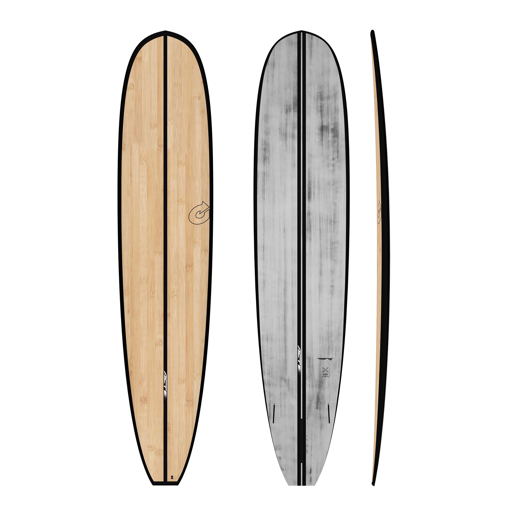 Torq ACT 9'1 The Don NR surfboard in Black Rails and Clear Bamboo