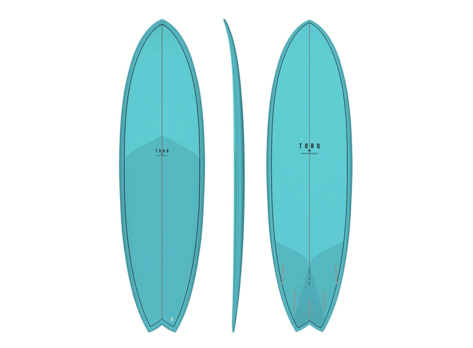 Torq TET 5'11 Mod Fish surfboard in Deep Turquoise