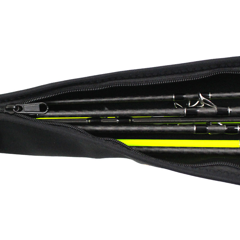 Wefox 1073 Fishing Rod Bag zipper and rod storage detail