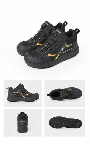 Wefox WDX-1025 Waterproof ISO Rock Fishing Shoes in Black Gold, clean SKU colour photo