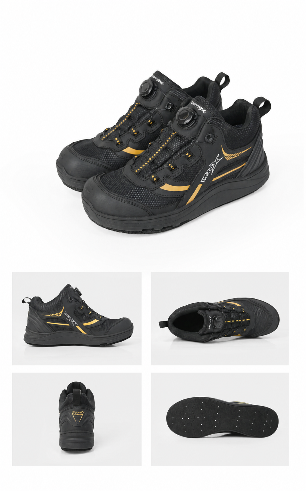 Wefox WDX-1025 Waterproof ISO Rock Fishing Shoes in Black Gold, clean SKU colour photo